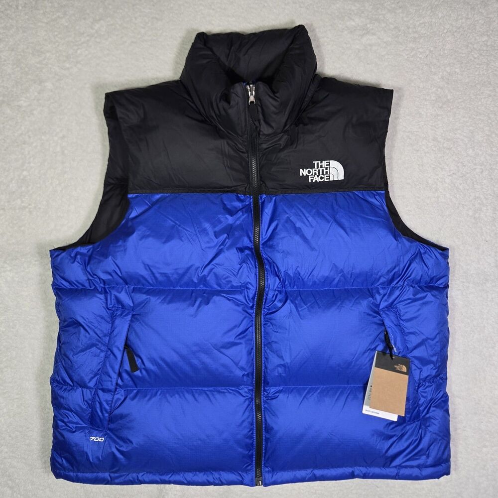 The North Face Men's Blue and Black Nuptse 700 Puffer Down Vest
